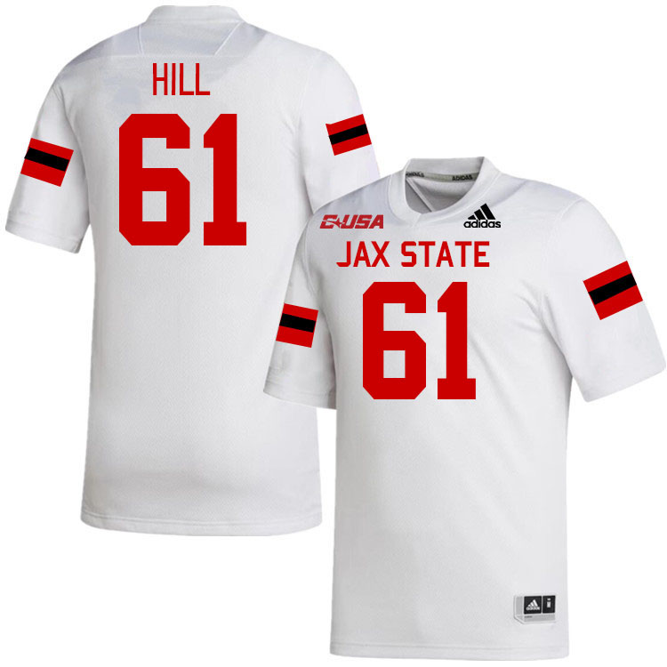 #61 Jaedon Hill Jacksonville State Gamecocks College Football Jerseys Stitched-White